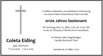 Anzeige von Coleta Eiding 