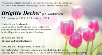 Anzeige von Brigitte Decker 