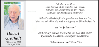 Anzeige von Hubert Grotholt 