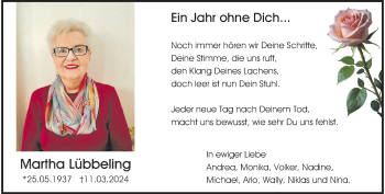 Anzeige von Martha Lübbeling 