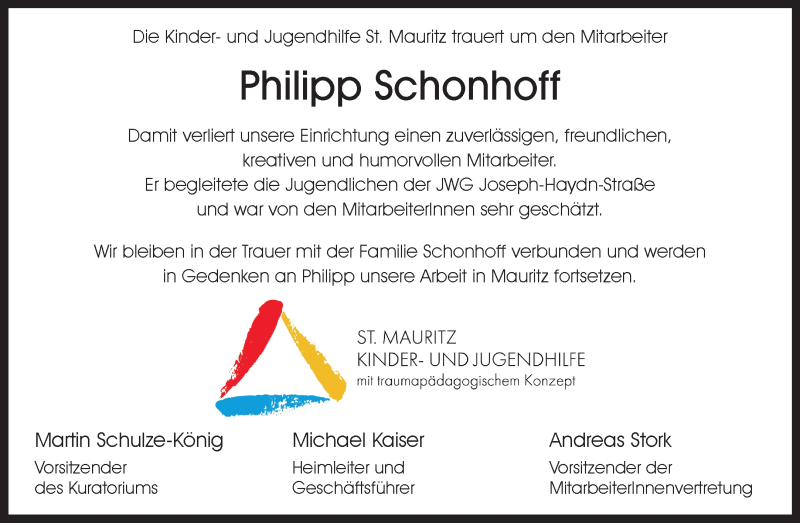  Traueranzeige für Philipp Schonhoff vom 09.04.2025 aus 