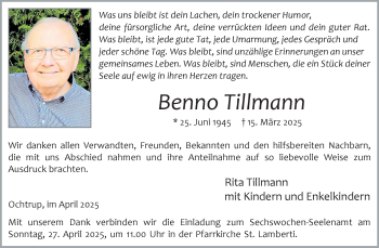 Anzeige von Benno Tillmann 