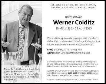Anzeige von Werner Colditz 