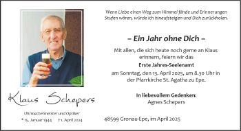 Anzeige von Klaus Schepers 