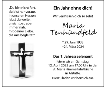 Anzeige von Maria Tenhündfeld 