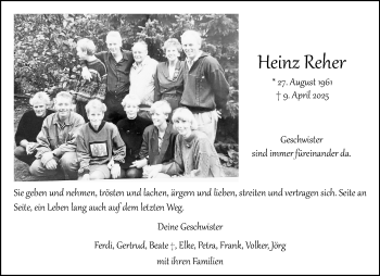 Anzeige von Heinz Reher 