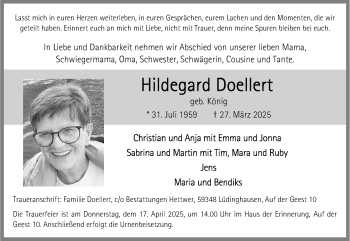 Anzeige von Hildegard Doellert 