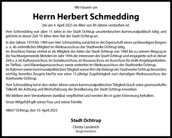 Anzeige von Herbert Schmedding 