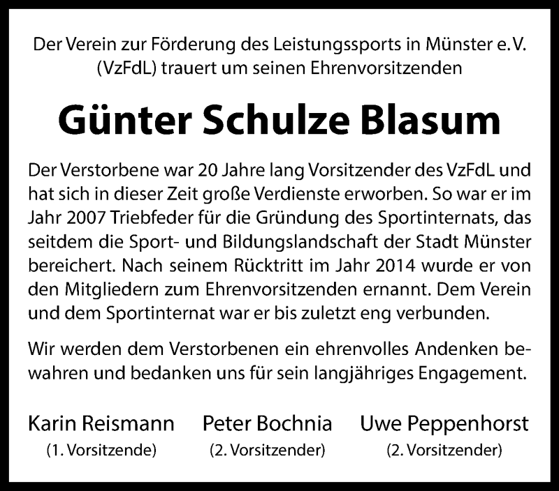  Traueranzeige für Günter Schulze Blasum vom 19.04.2025 aus 