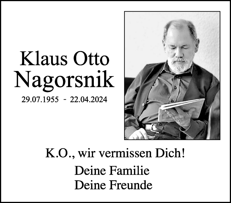  Traueranzeige für Klaus Otto Nagorsnik vom 19.04.2025 aus 