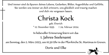 Anzeige von Christa Kock 