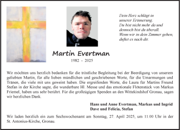 Anzeige von Martin Evertman 