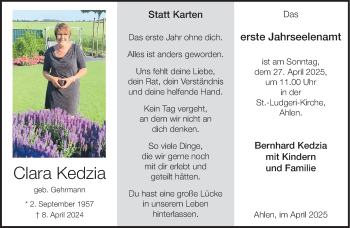 Anzeige von Clara Kedzia 