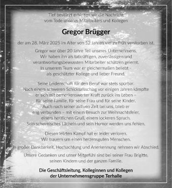 Anzeige von Gregor Brügger 