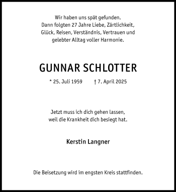 Anzeige von Gunnar Schlotter 