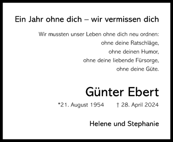 Anzeige von Günter Ebert 