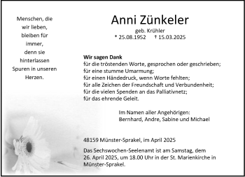 Anzeige von Anni Zünkeler 