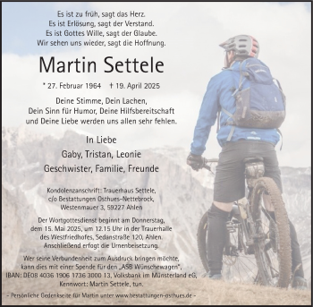 Anzeige von Martin Settele 