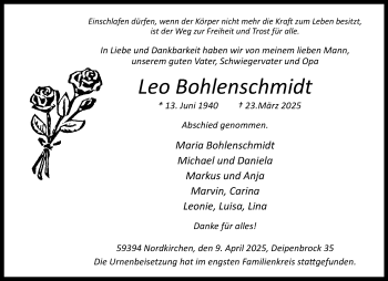 Anzeige von Leo Bohlenschmidt 