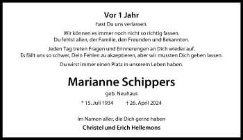 Anzeige von Marianne Schippers 