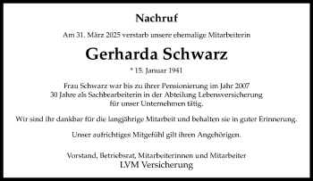 Anzeige von Gerharda Schwarz 