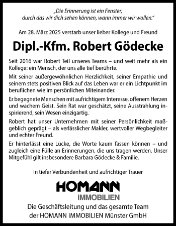 Anzeige von Robert Gödecke 