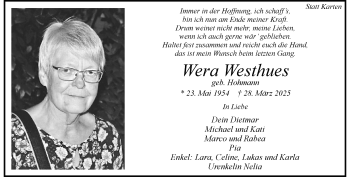 Anzeige von Wera Westhues 