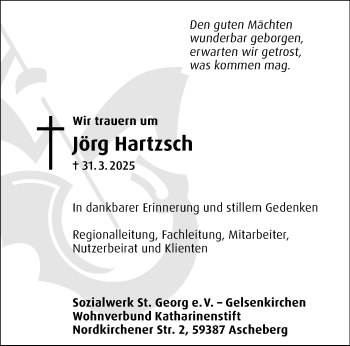 Anzeige von Jörg Hartzsch 