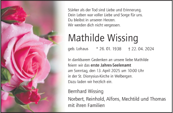 Anzeige von Mathilde Wissing 