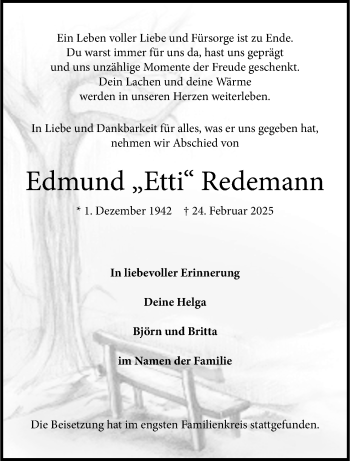 Anzeige von Edmund Redemann 