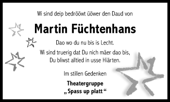 Anzeige von Martin Füchtenhans 