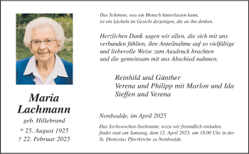 Anzeige von Maria Lachmann 