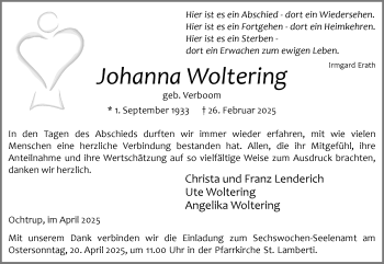 Anzeige von Johanna Woltering 