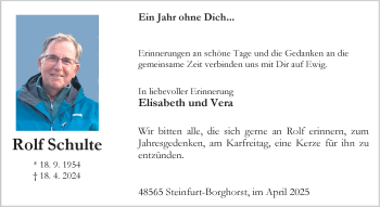 Anzeige von Rolf Schulte 