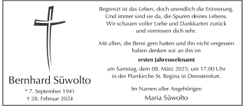 Anzeige von Bernhard Süwolto 