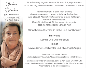Anzeige von Ulrike Dierkes 
