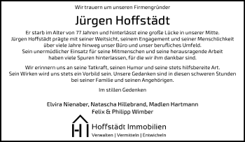 Anzeige von Jürgen Hoffstädt 