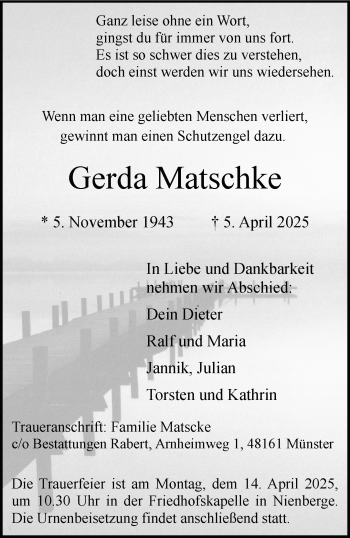 Anzeige von Gerda Matschke 