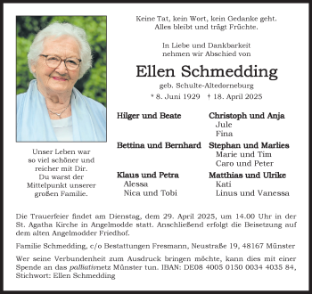Anzeige von Ellen Schmedding 