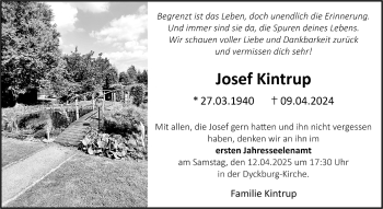 Anzeige von Josef Kintrup 