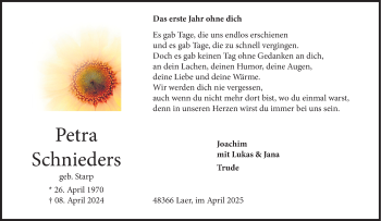 Anzeige von Petra Schnieders 