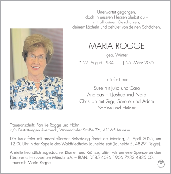 Anzeige von Maria Rogge 