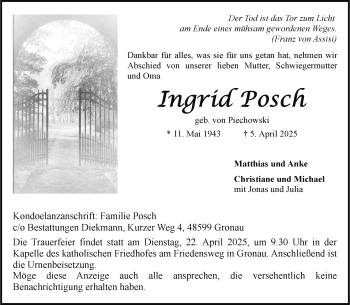 Anzeige von Ingrid Posch 