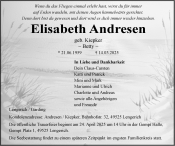 Anzeige von Elisabeth Andresen 
