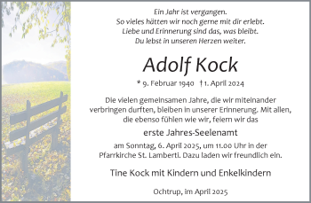 Anzeige von Adolf Kock 