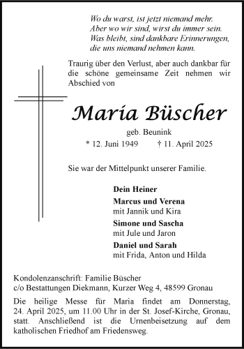 Anzeige von María Büscher 