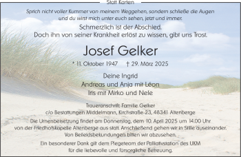 Anzeige von Josef Gelker 