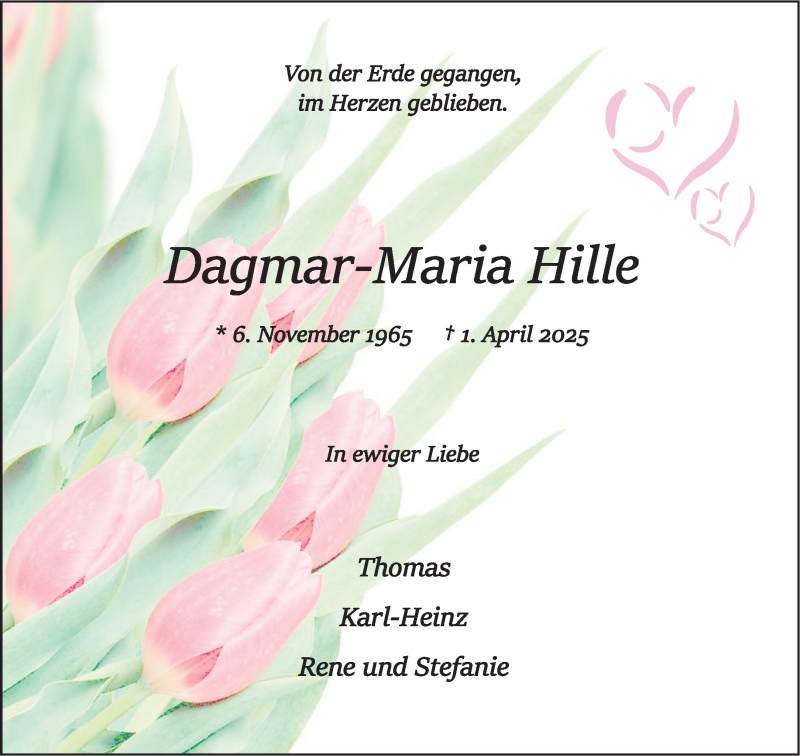  Traueranzeige für Dagmar-Maria Hille vom 05.04.2025 aus 