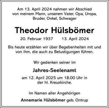Anzeige von Theodor Hülsbömer 