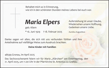 Anzeige von Maria Elpers 